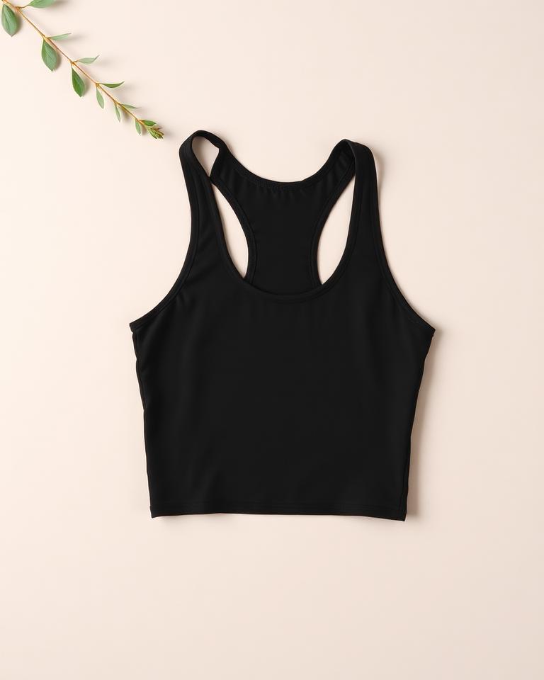 Black Ribbed Crop Tank