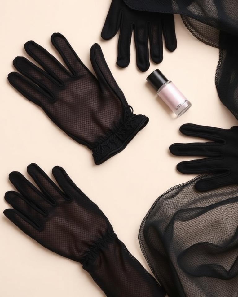 Black Mesh Gloves