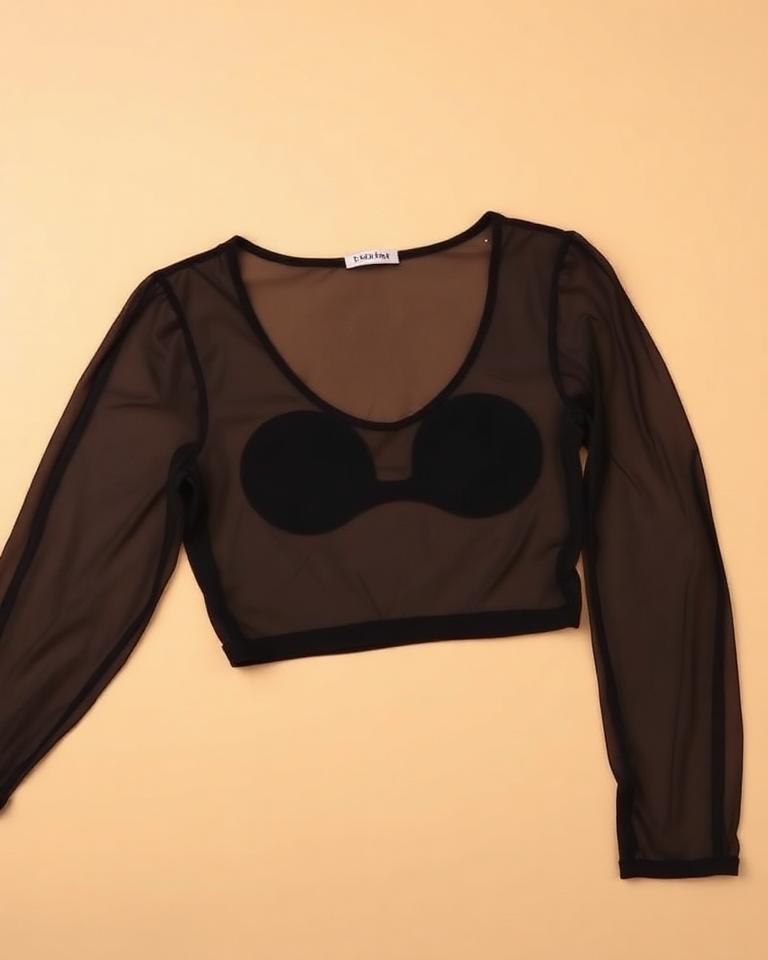 Black Mesh Long-Sleeve