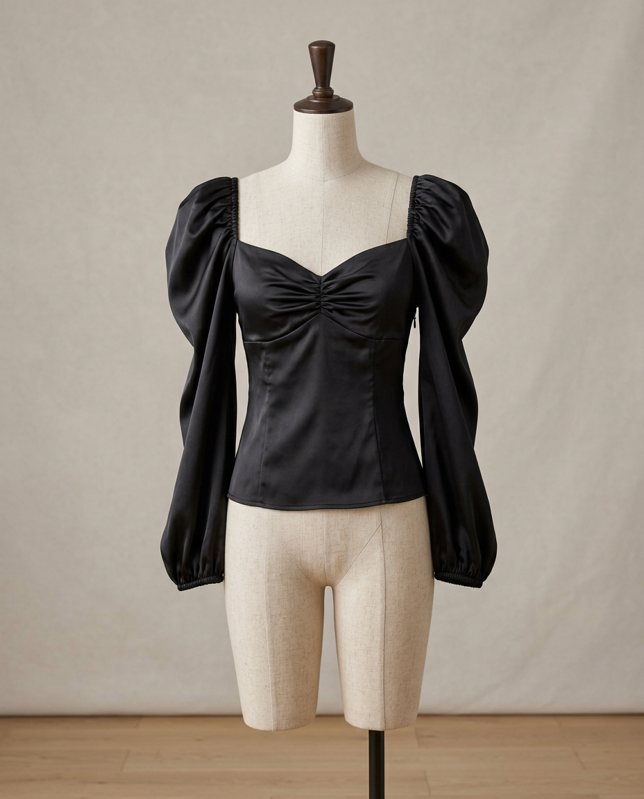 Black Puff Sleeve Top