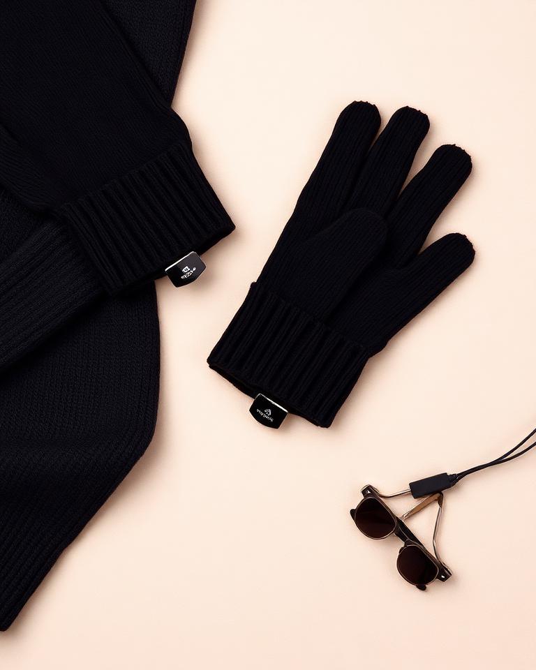 Black Touchscreen Knit Gloves