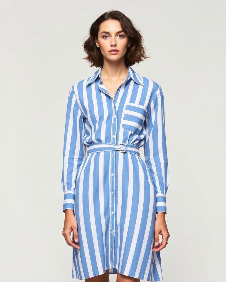 Blue Stripe Shirtdress