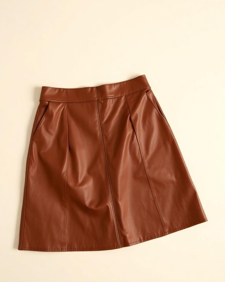 Brown Faux-Leather Skirt