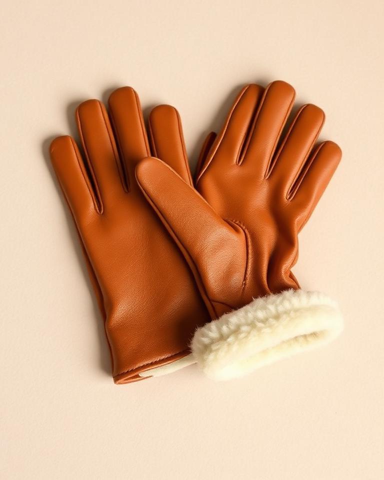 Camel Shearling Gloves