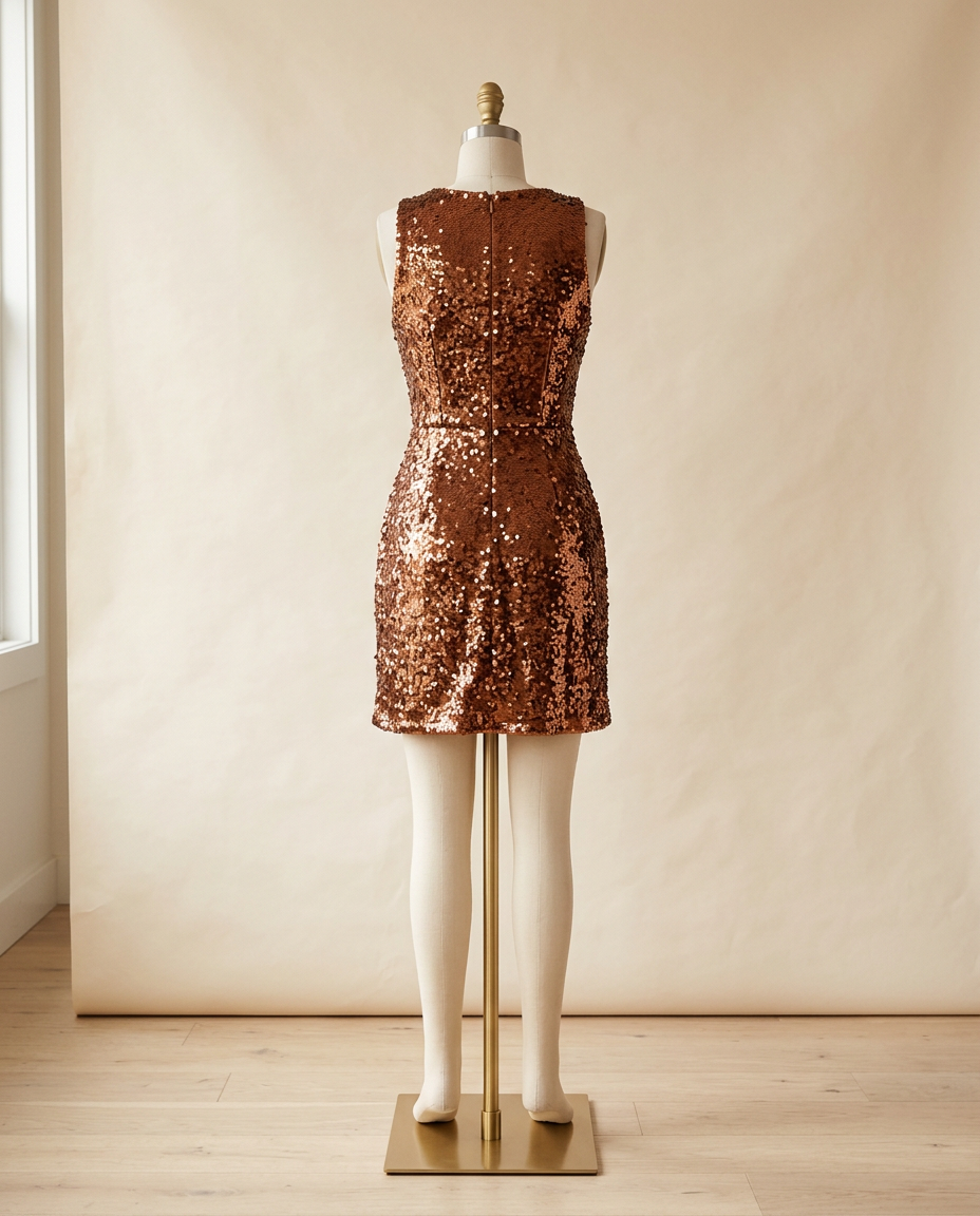 Copper Sequin Cocktail Dress