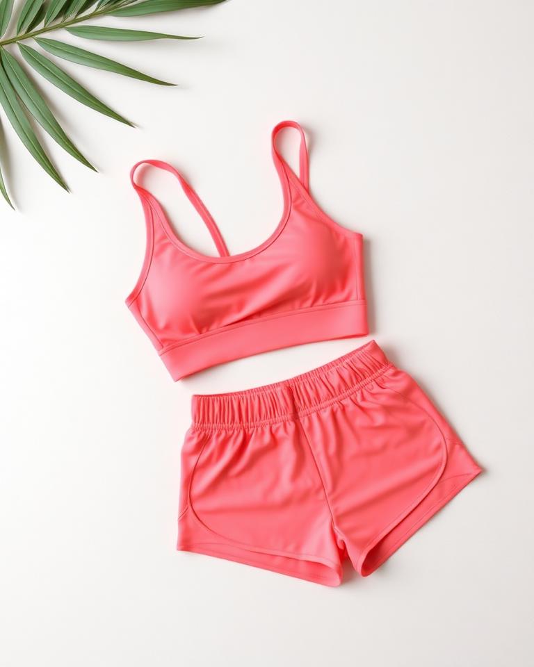 Coral Sports Bra & Shorts Set