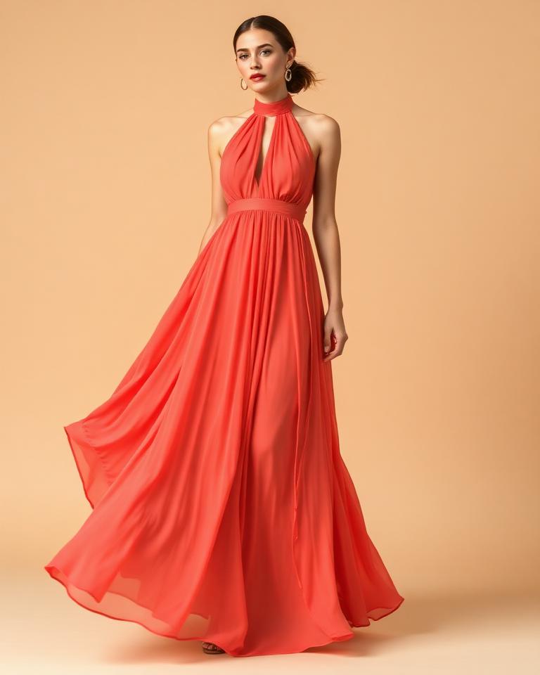Coral Halter Maxi