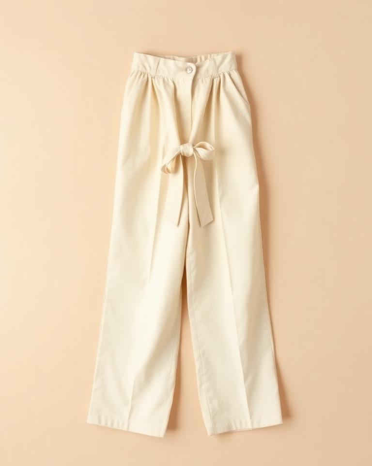 Cream Paperbag Pants