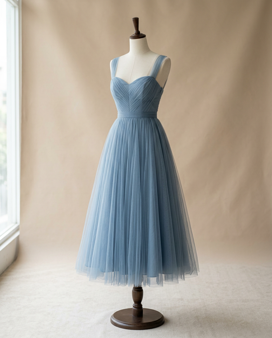 Dusty Blue Tulle Midi