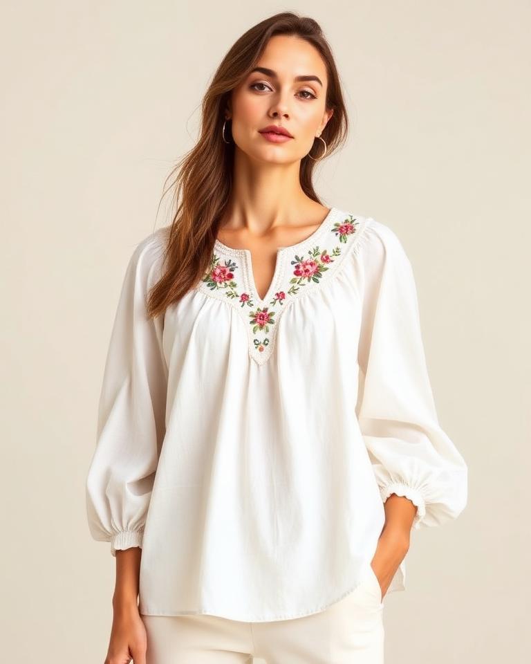 Embroidered Peasant Blouse