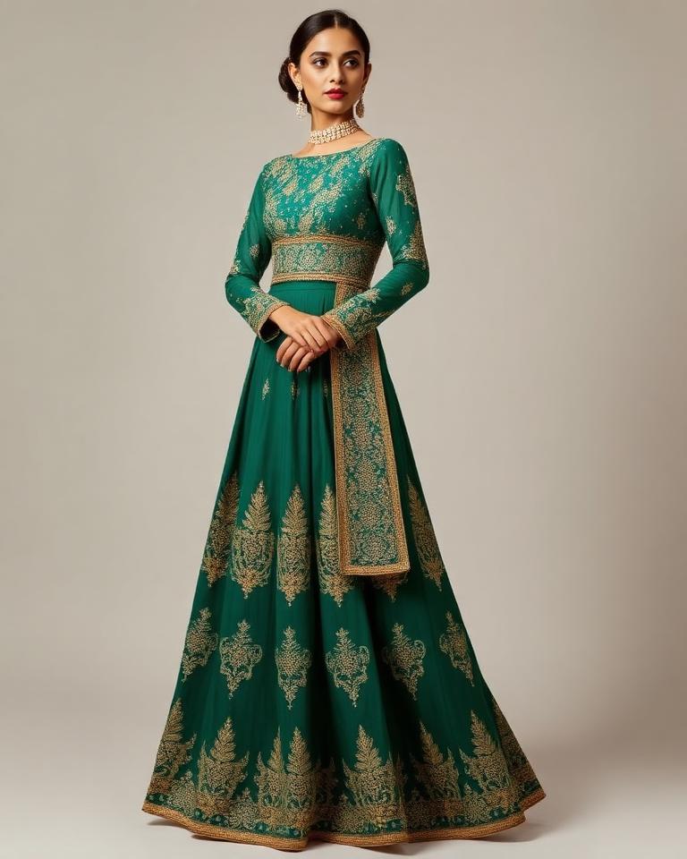 Emerald Anarkali Gown