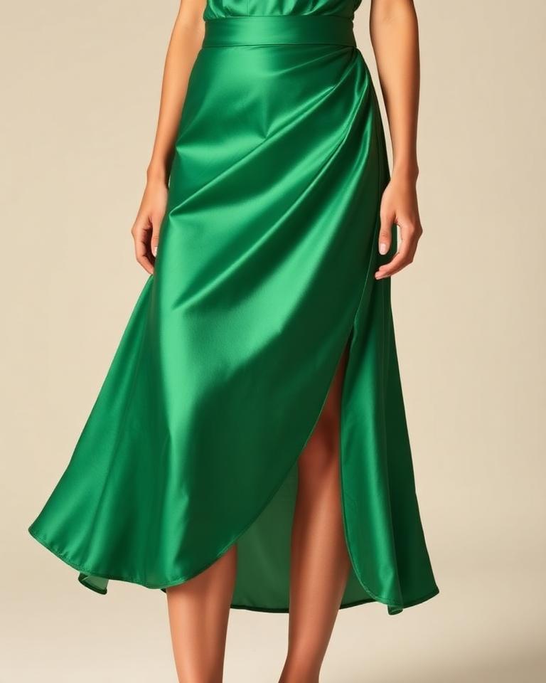 Emerald Satin Slip Skirt