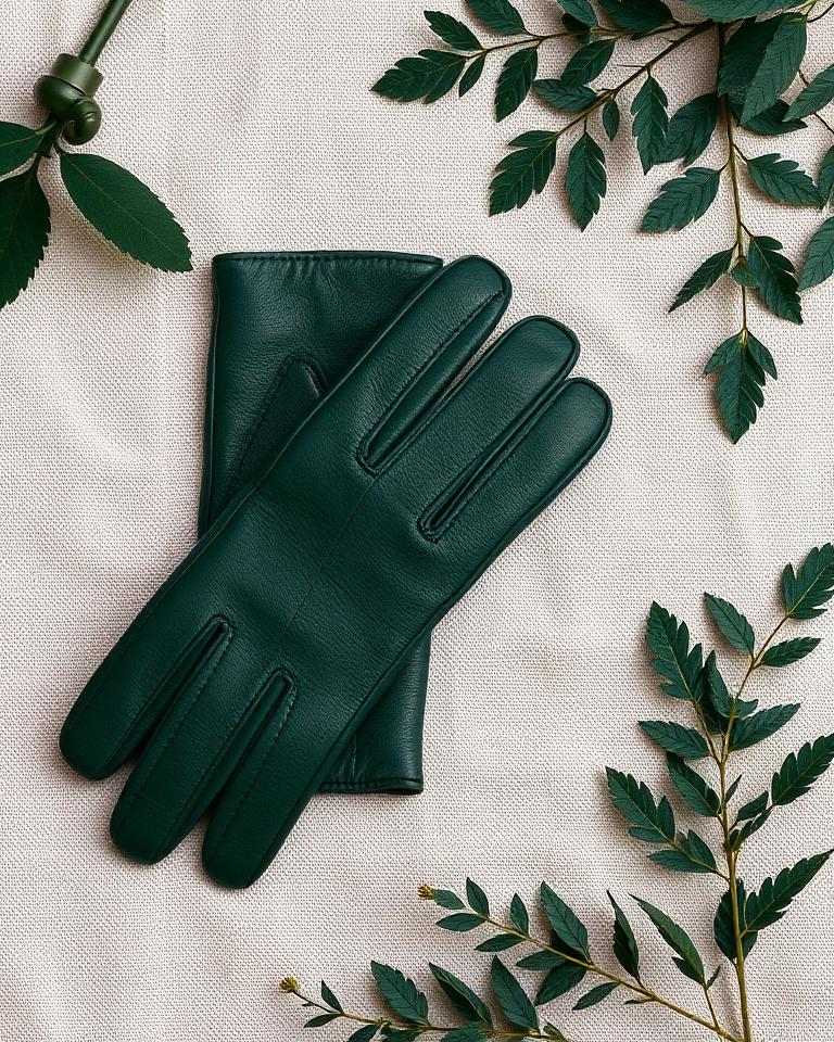 Green Leather Gloves