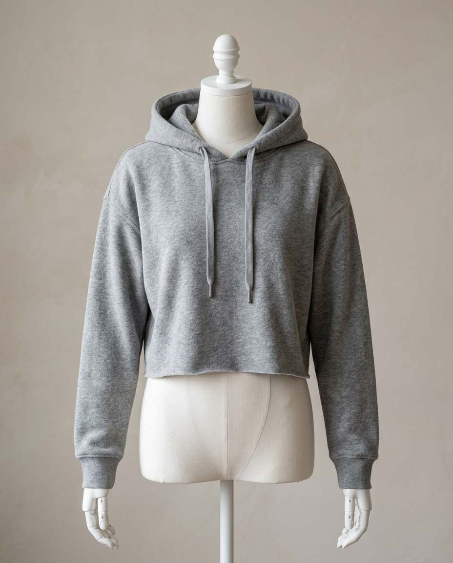 Grey Cropped Hoodie