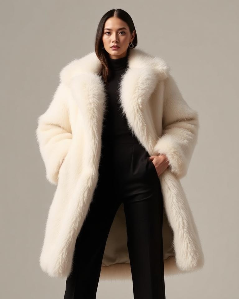 Ivory Faux-Fur Coat