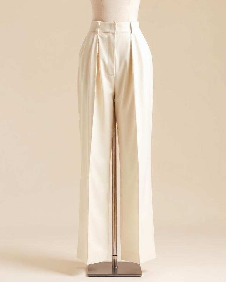 Ivory Pleated Trousers
