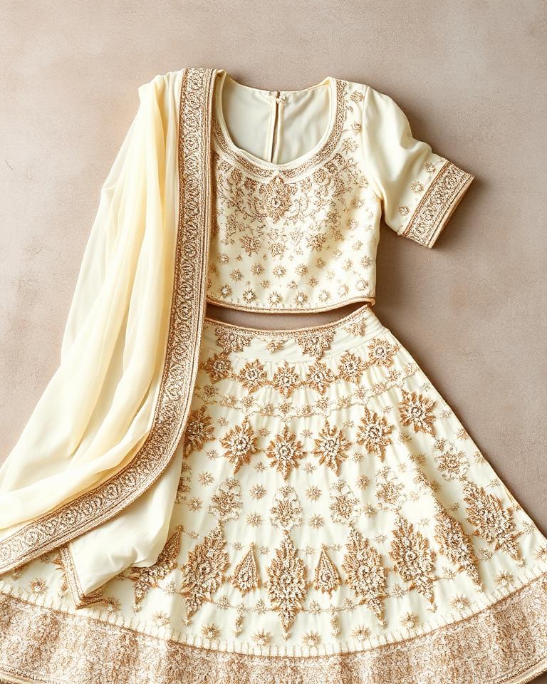 Ivory Sequin Lehenga