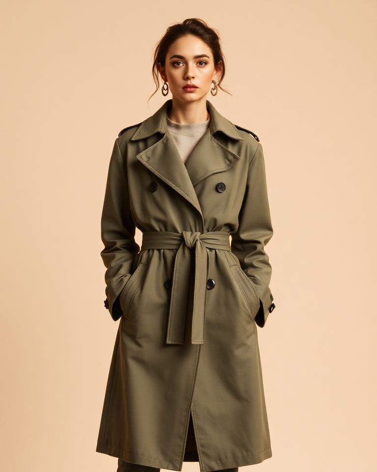 Khaki Belted Trench