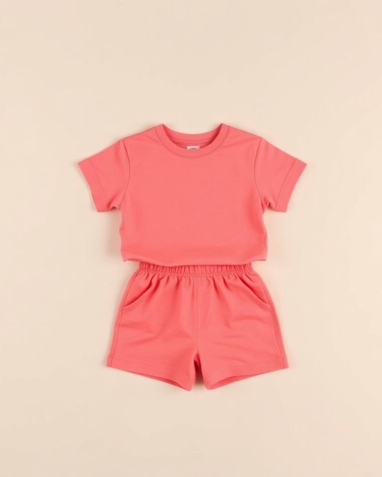 Kids Coral Tee & Shorts Set