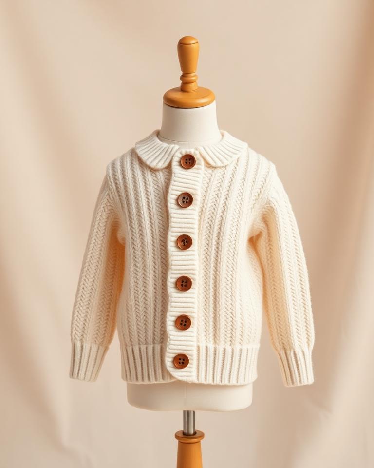 Kids Cream Knit Cardigan