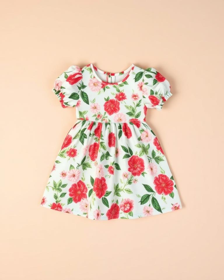 Kids Floral Puff-Sleeve Dress