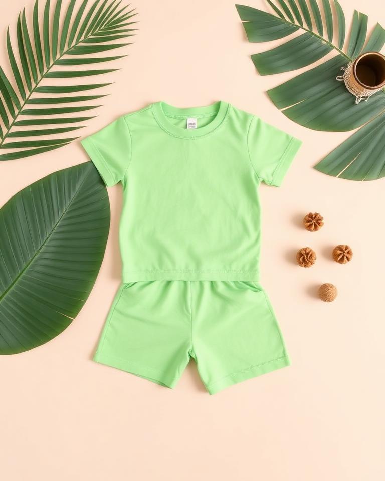 Kids Green Tee & Shorts Set
