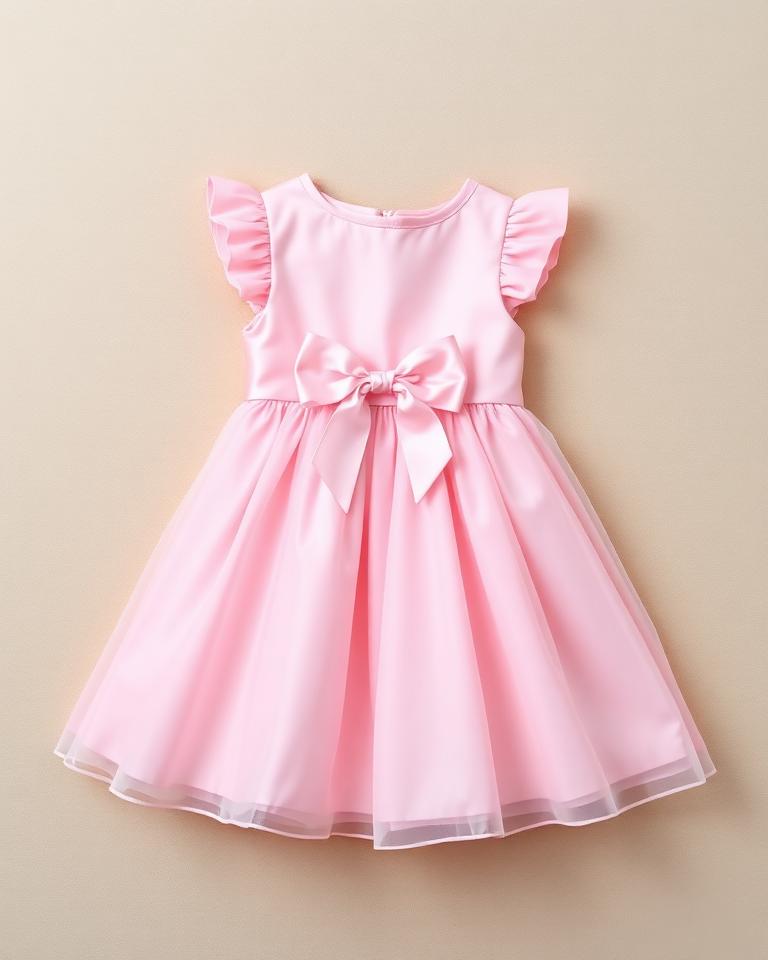 Kids Pink Bow Party Dress