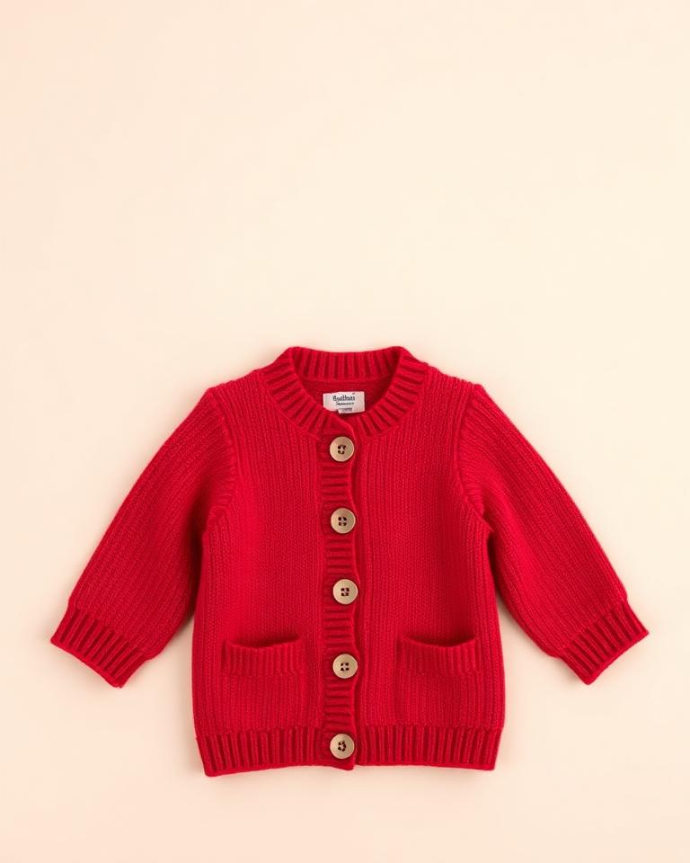 Kids Red Knit Cardigan