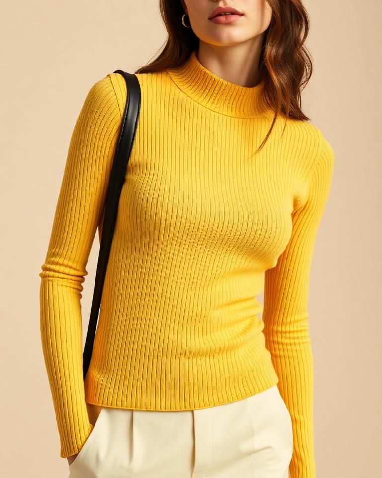 Mustard Mock-Neck Top