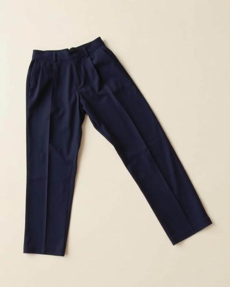 Navy Pleated Trousers