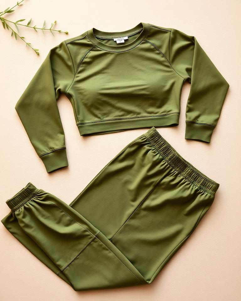 Olive Crop & Jogger Set