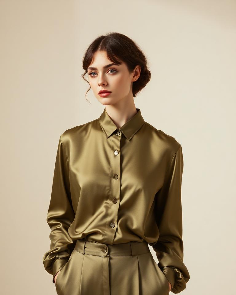 Olive Silk Blouse