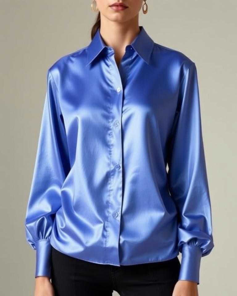 Periwinkle Satin Blouse