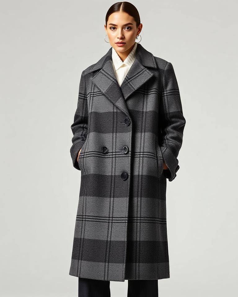 Plaid Wool Overcoat