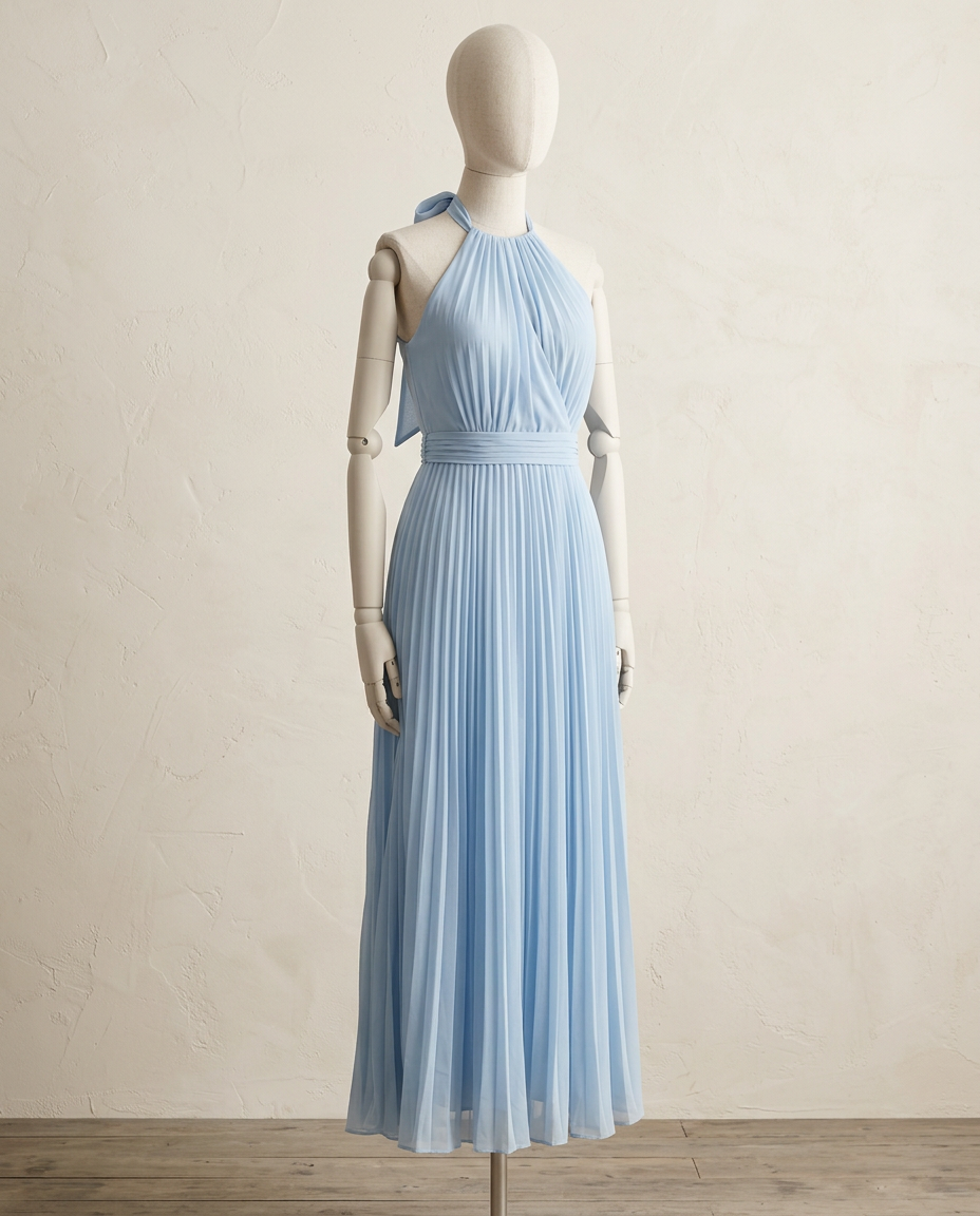 Powder Blue Pleated Maxi