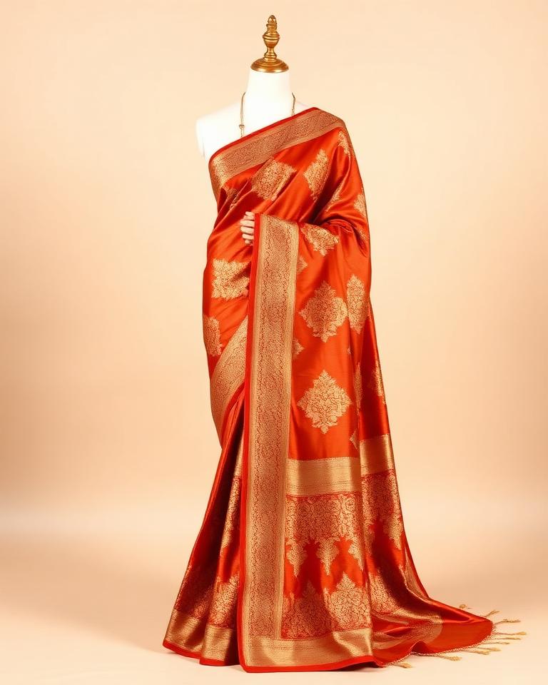 Rust Banarasi Saree