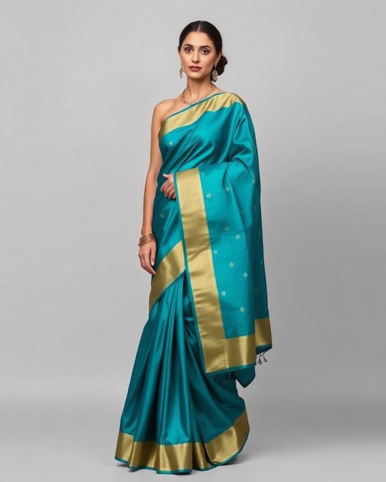 Teal Silk Saree