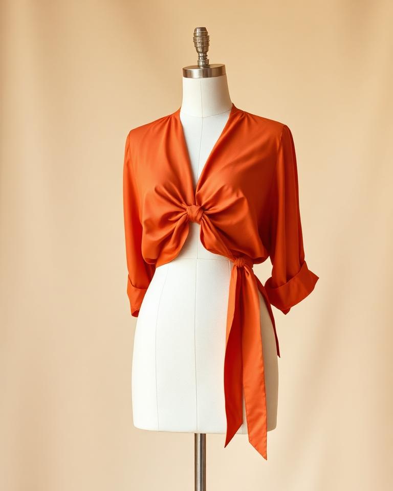 Terracotta Tie-Front Blouse