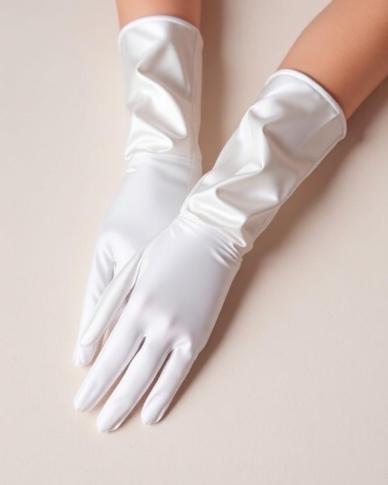 White Satin Bridal Gloves
