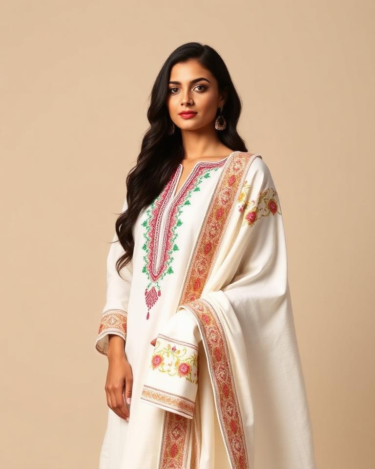 White Phulkari Suit Set