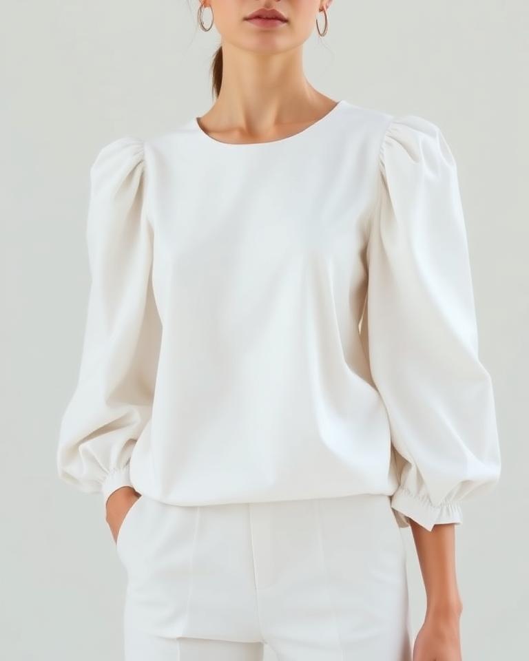 White Puff-Sleeve Blouse