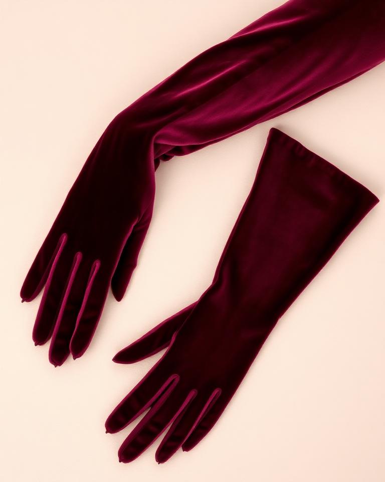 Wine Velvet Opera Gloves