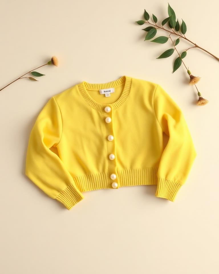 Yellow Cropped Cardigan