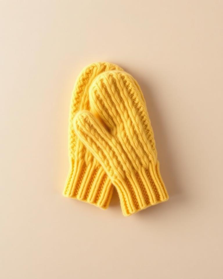 Yellow Knit Mittens